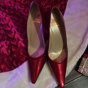 Shiny Stuart Weitzman 3 inch pumps